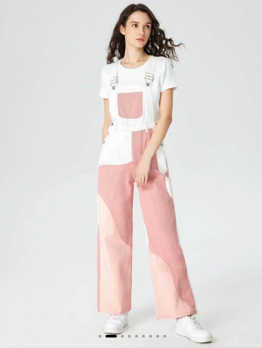 Cider Pink and White Patchwork Overalls